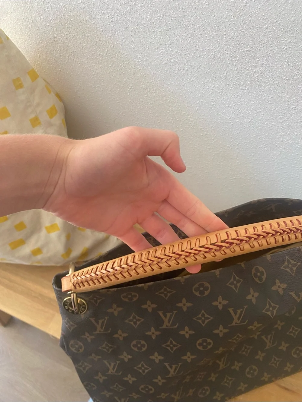 Brown Monogram Shoulder Bag with Vachetta Leather Handle